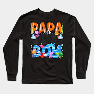 Papa Under Sea Birthday Party Boys Ocean Sea Animals Long Sleeve T-Shirt